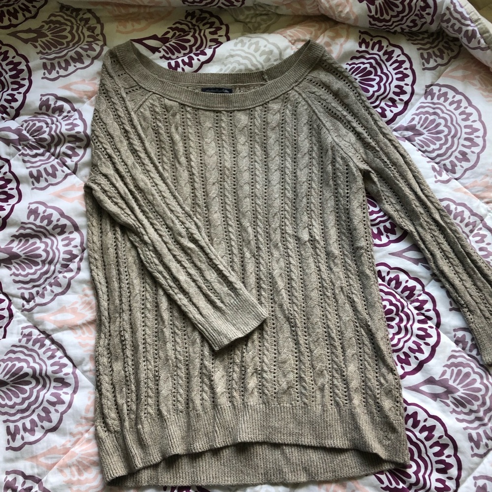 American Eagle Grey/Brown/Natural Knit Sweater.